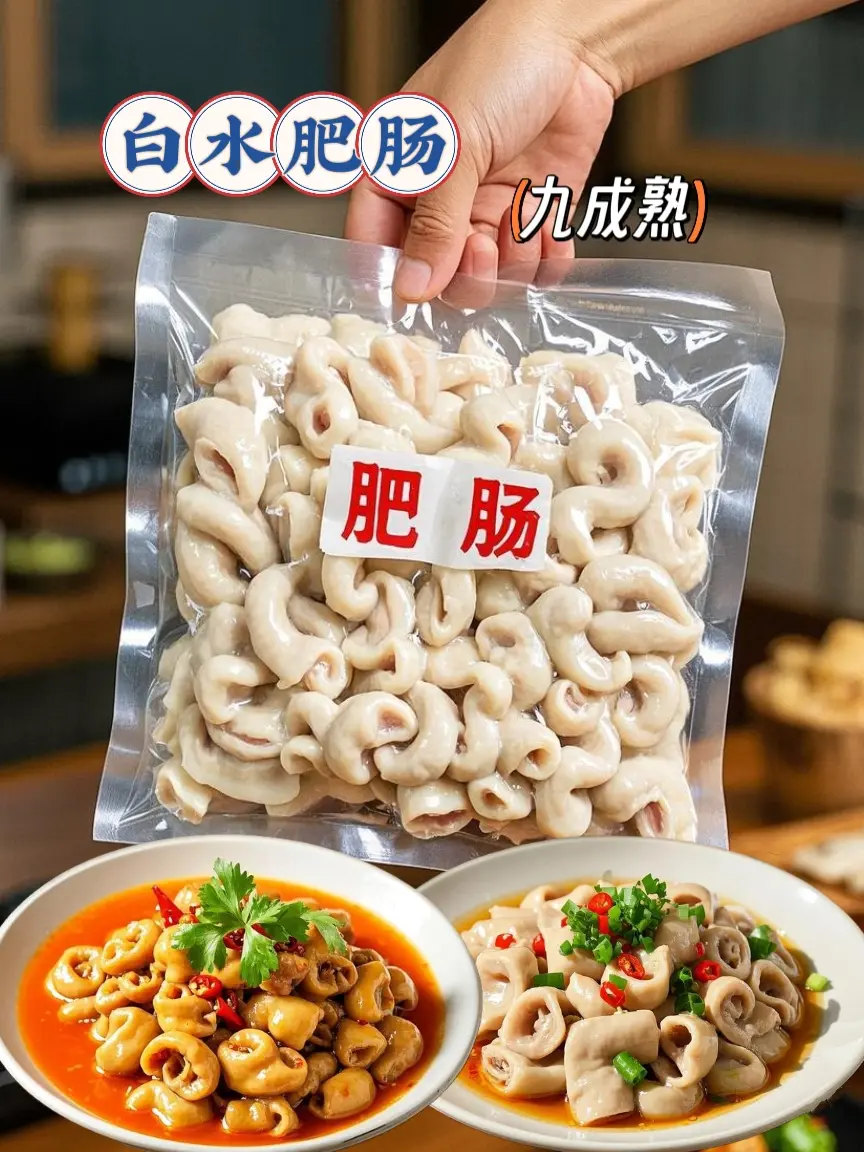 白水肥肠。家人们，今天给大家带来的是白水肥肠，它是九成熟收到我们就可以...