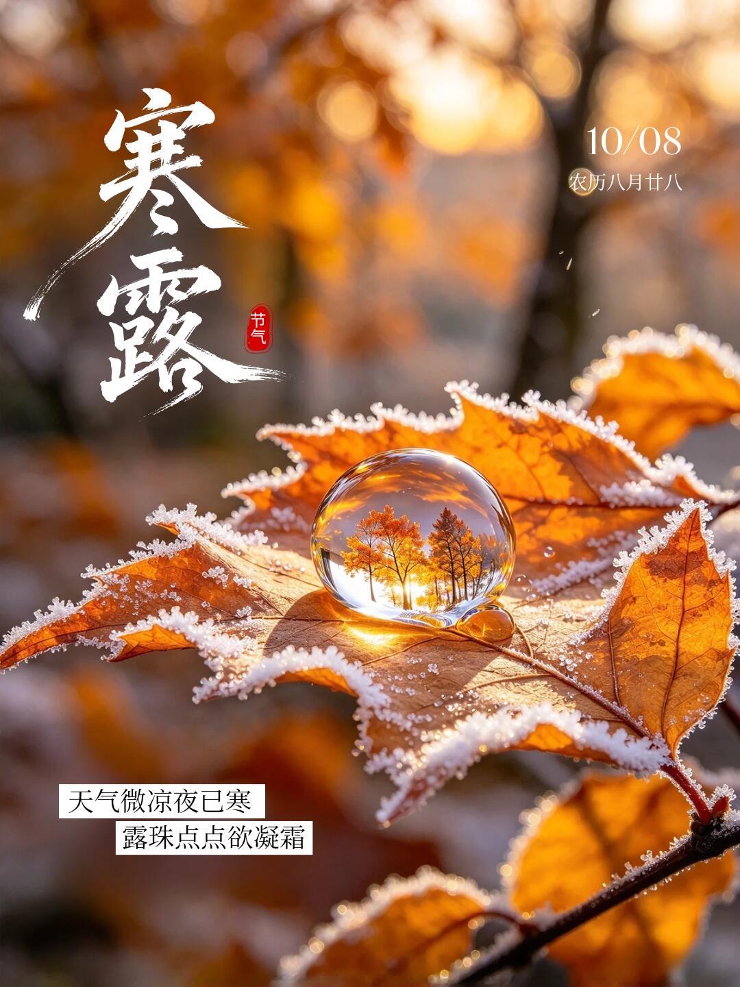 🌙🍃 寒露惊秋晚，朝看菊渐黄。2026年的这个节气，带着月光的清辉与桂花的余