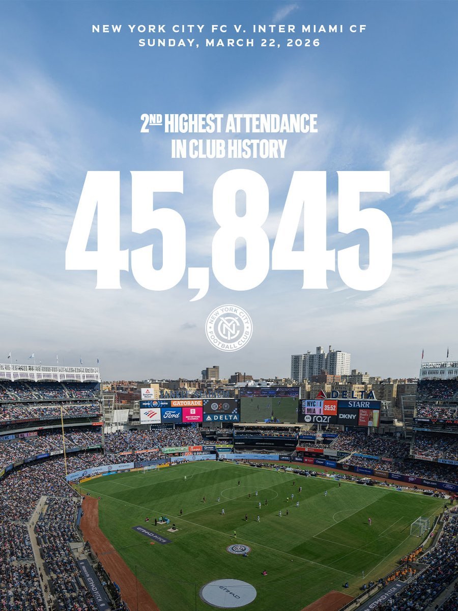 🚨官方｜今天在洋基体育场（Yankee Stadium）举行的纽约城对阵迈阿密