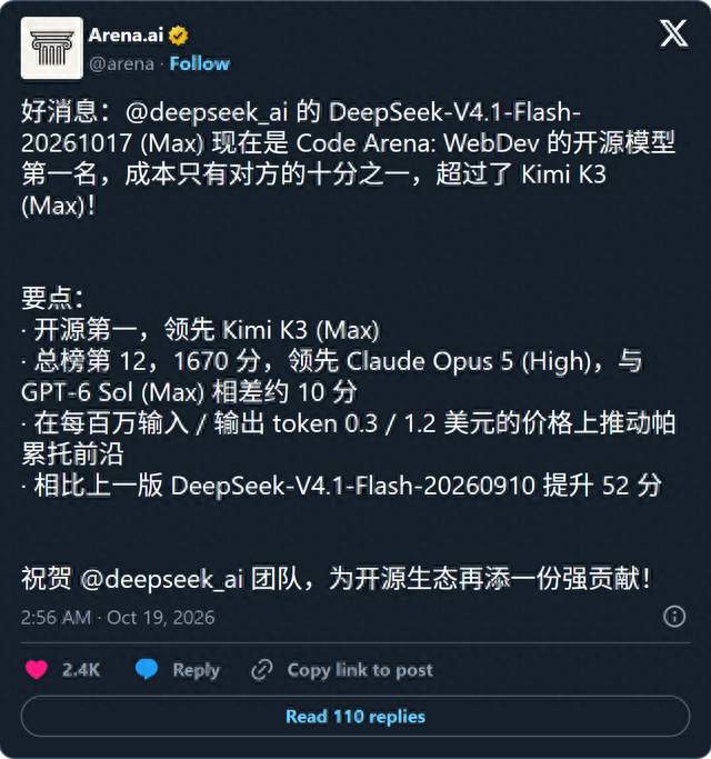 Arena 开源第一，DeepSeek 点名了腾讯 WorkBuddy