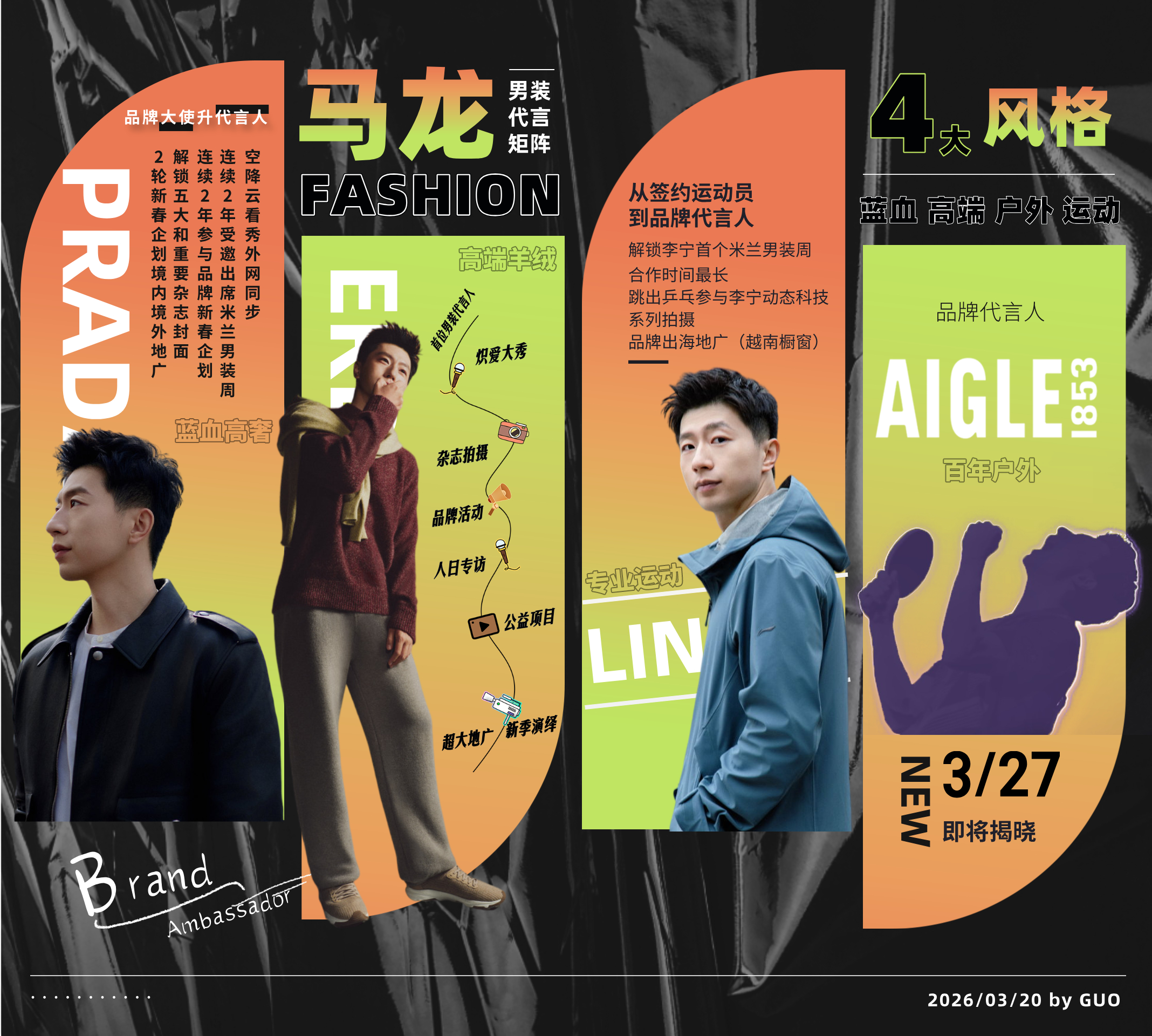 此时不手搓还等什么时候马龙的男装代言人矩阵已经囊括四大类了蓝血高奢+高端羊绒+专