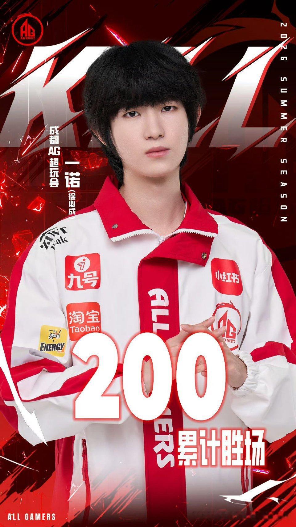 一诺达成联赛200胜场K1射来了