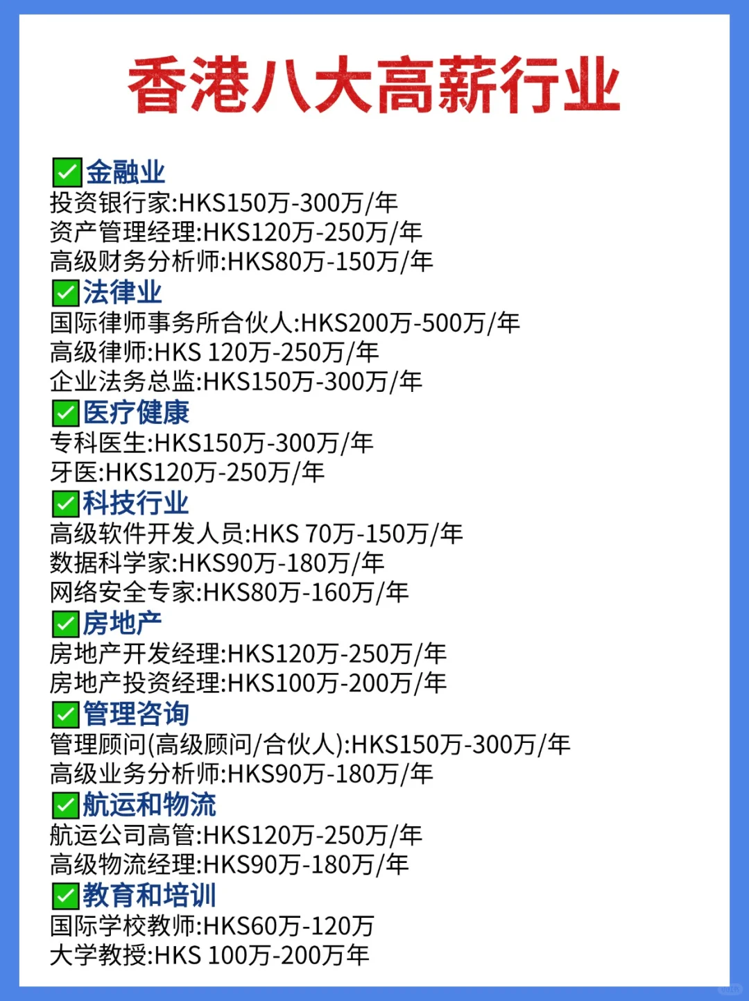 揭㊙️！香港哪些行业高薪好就业❗