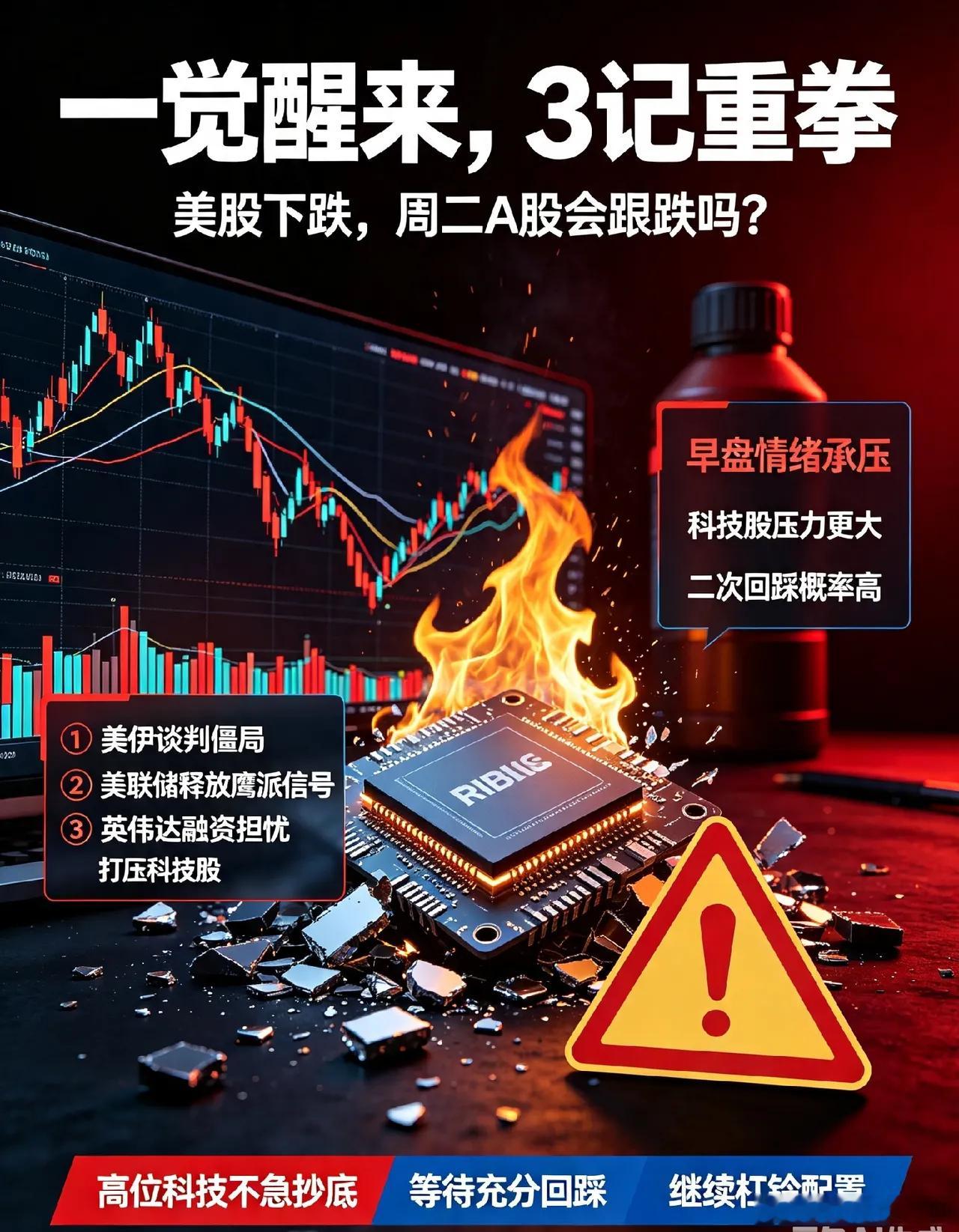 一觉醒来，3记重拳，美股下跌，周二A股会跟跌吗？一、隔夜外围3大核心利空①美伊谈