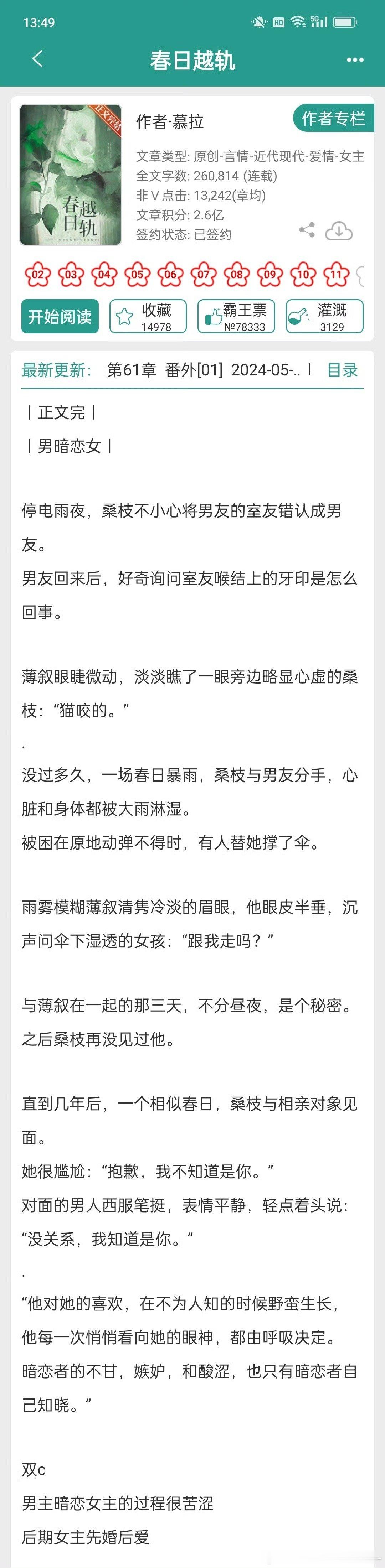 #言情小说推荐# 《春日越轨》逻辑混乱，一会说女主和男二是高考后在一起的，一会又