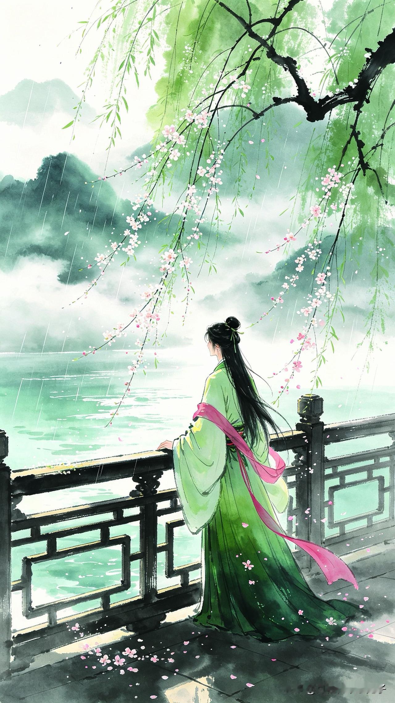 柳绵吹雪过雕阑，
却逐东风作雨寒。
烟水千重终有尽，
      
…………请师