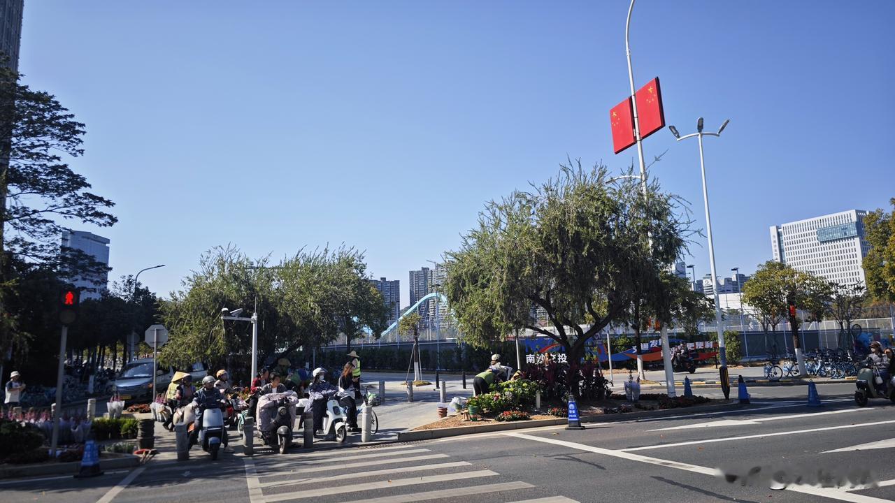 奇怪哦，今年差不多要除夕了才来更新绿化带，要知道这个时间很难call到这么多人了