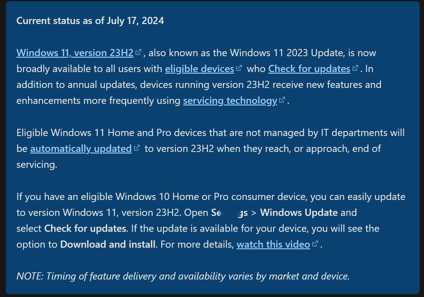 Windows 11 23H2 更新终于开始向所有满足 Windows 11 硬