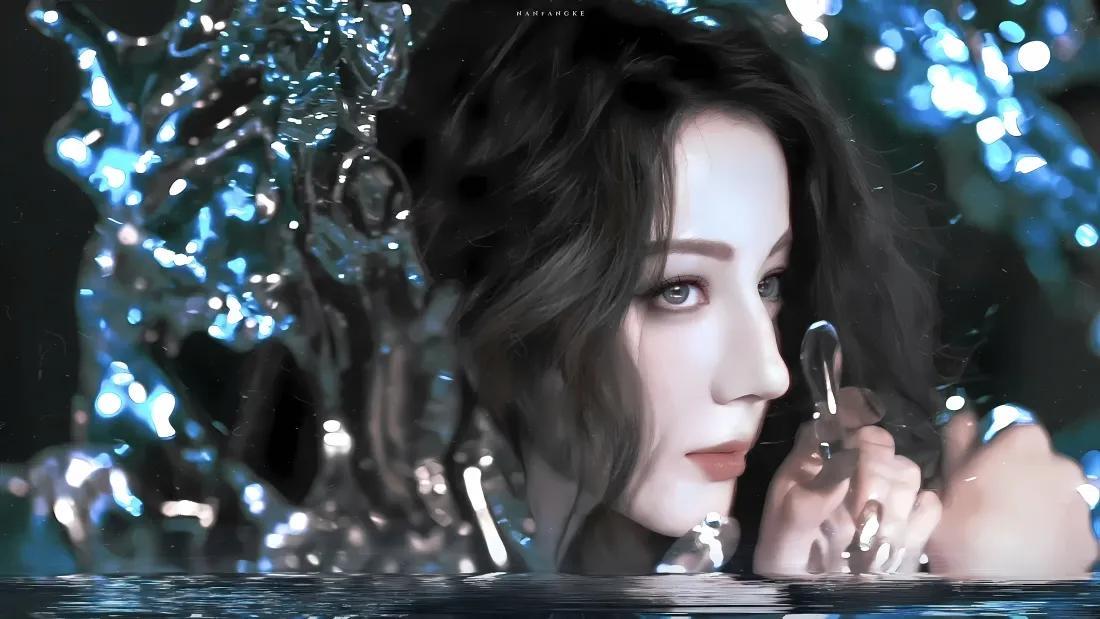 水下梦幻，光影交错，少女沉思