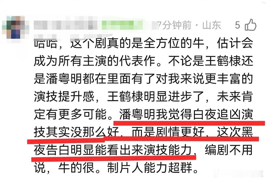 黑夜告白 王鹤棣转型王鹤棣粉丝这是觉得潘粤明在白夜追凶演技不行吗？ 