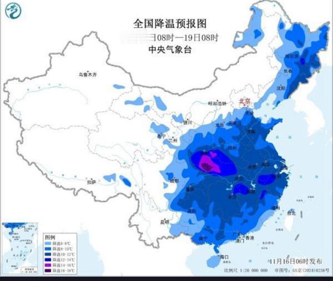 下半年首场寒潮来袭！中东部气温骤降 0℃线南压至苏皖南部
 
2025年11月1