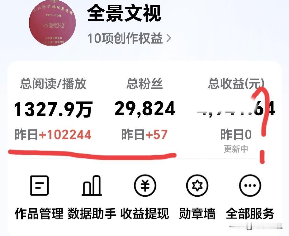 大家猜猜10万+阅读播放量的收益有多少？
       昨天发了3篇微头条，结果