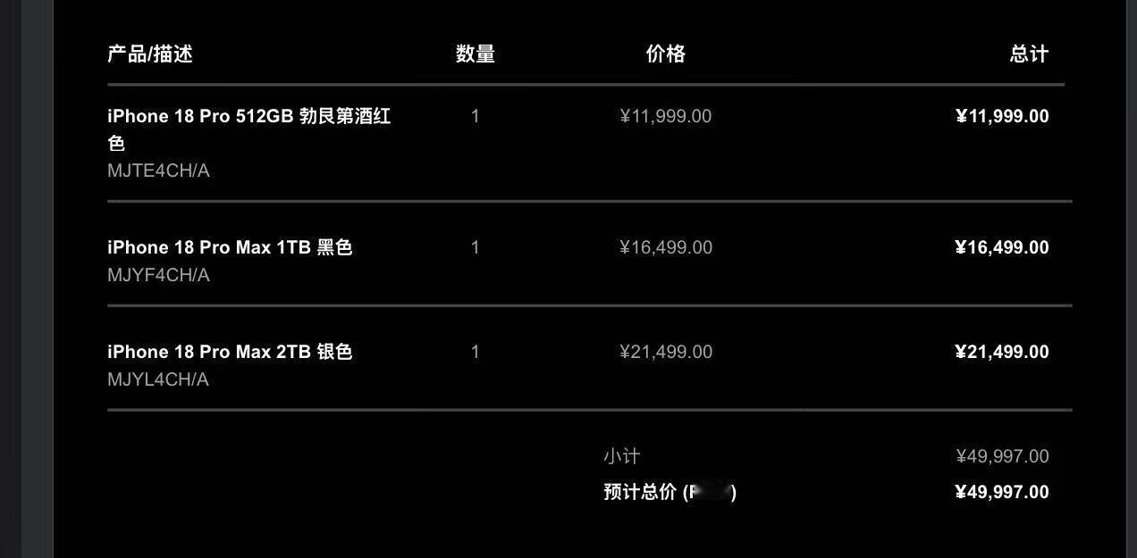 杰克涛给我送了 Iphone18pro，虽然列表上的 1TB 和 22TB 不是