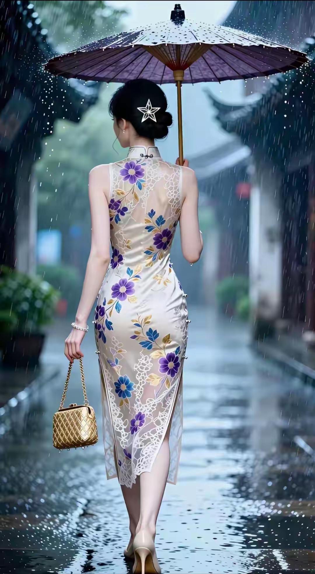 雨中漫步，撑伞漫步在古镇的青石板路上，感受江南水乡的韵味。