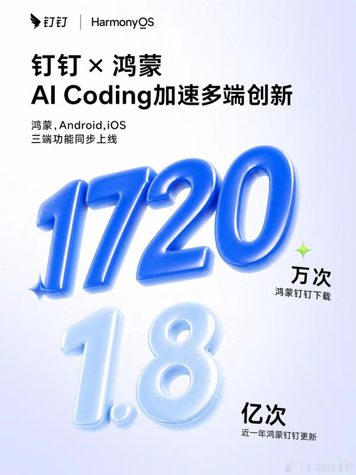 1720万次下载：钉钉携手鸿蒙，用AI Coding让三端体验“同步在线” 