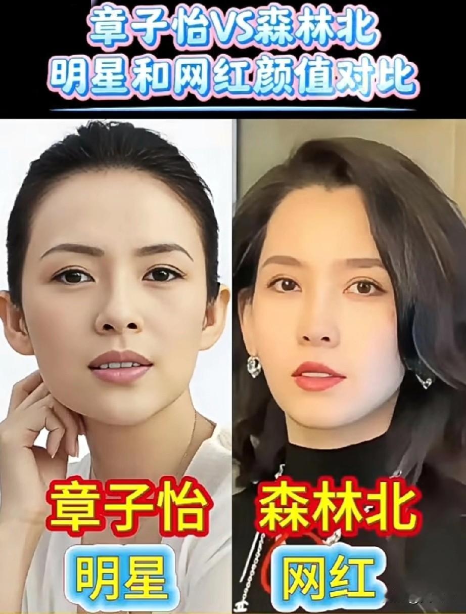 章子怡VS森林北
明星和网红颜值对比
你认为谁颜值更高？