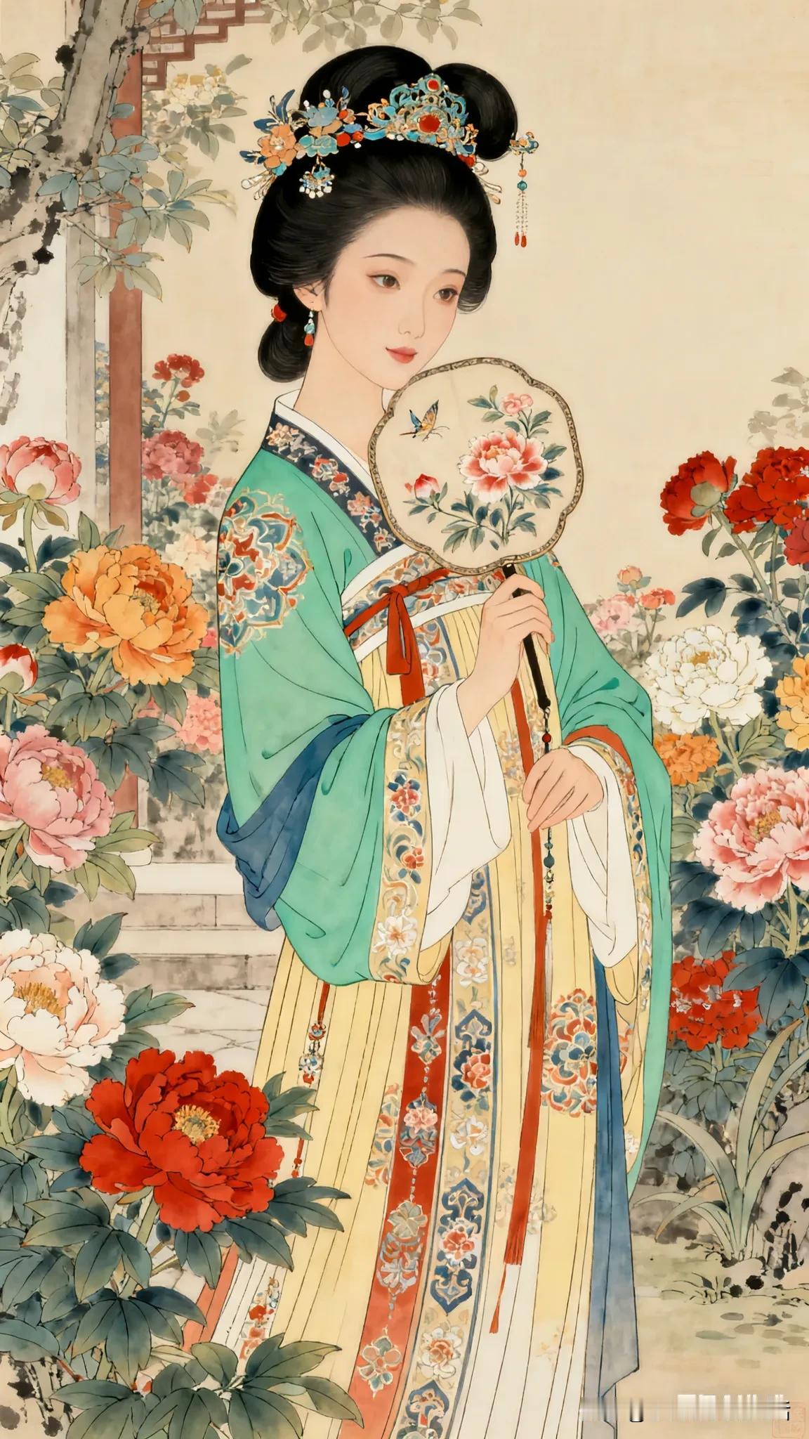 花间美人影，
镜里映芳华。