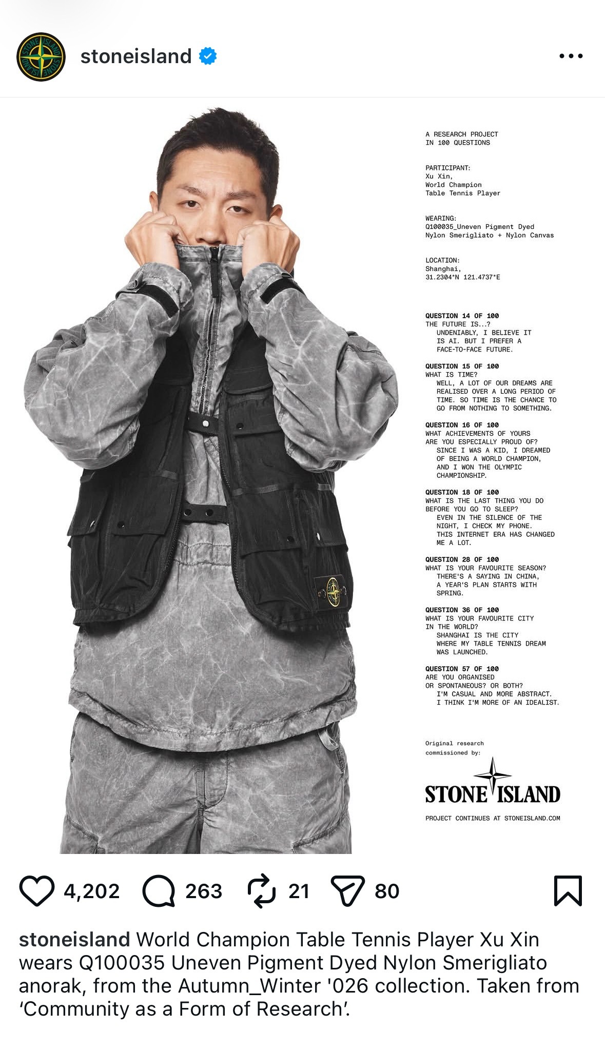 Wwwwwwhat?!!! 哈哈哈哈哈许昕上了Stone Island招牌广告了