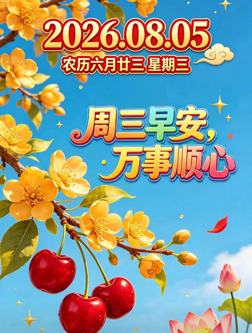 🌺2026./8月5日，周三早安，守得心静，迎来万事宽🌺

☘️💐清晨荷风