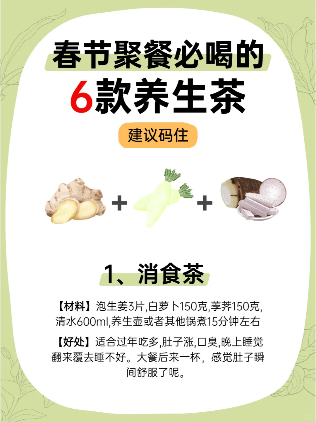 春节聚餐，记得多喝这6种养生茶呀