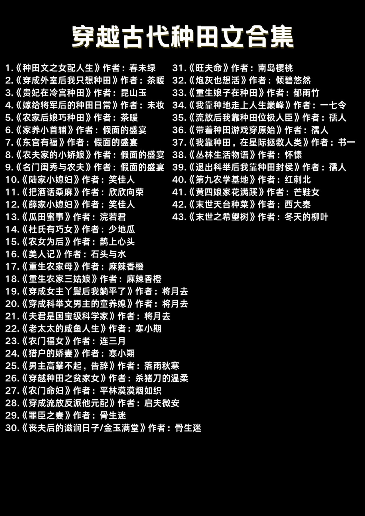 43本穿越古代种田文|细水长流，努力搞钱，发家致富！种田 种田文 种田文女主 种