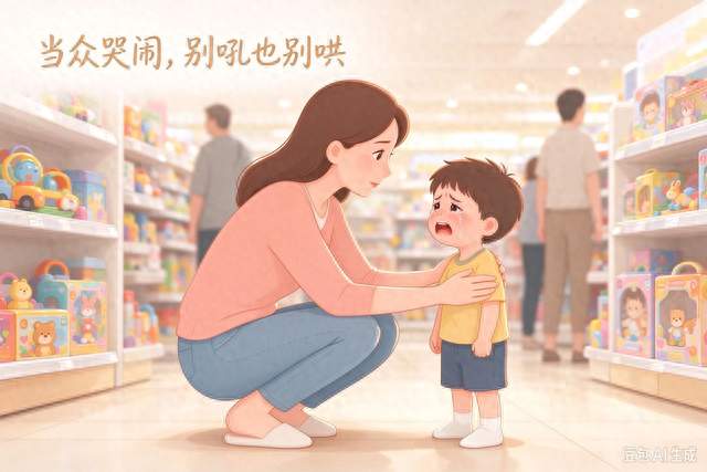 孩子当众哭闹打滚，别吼也别哄，这样做既不丢脸又管用