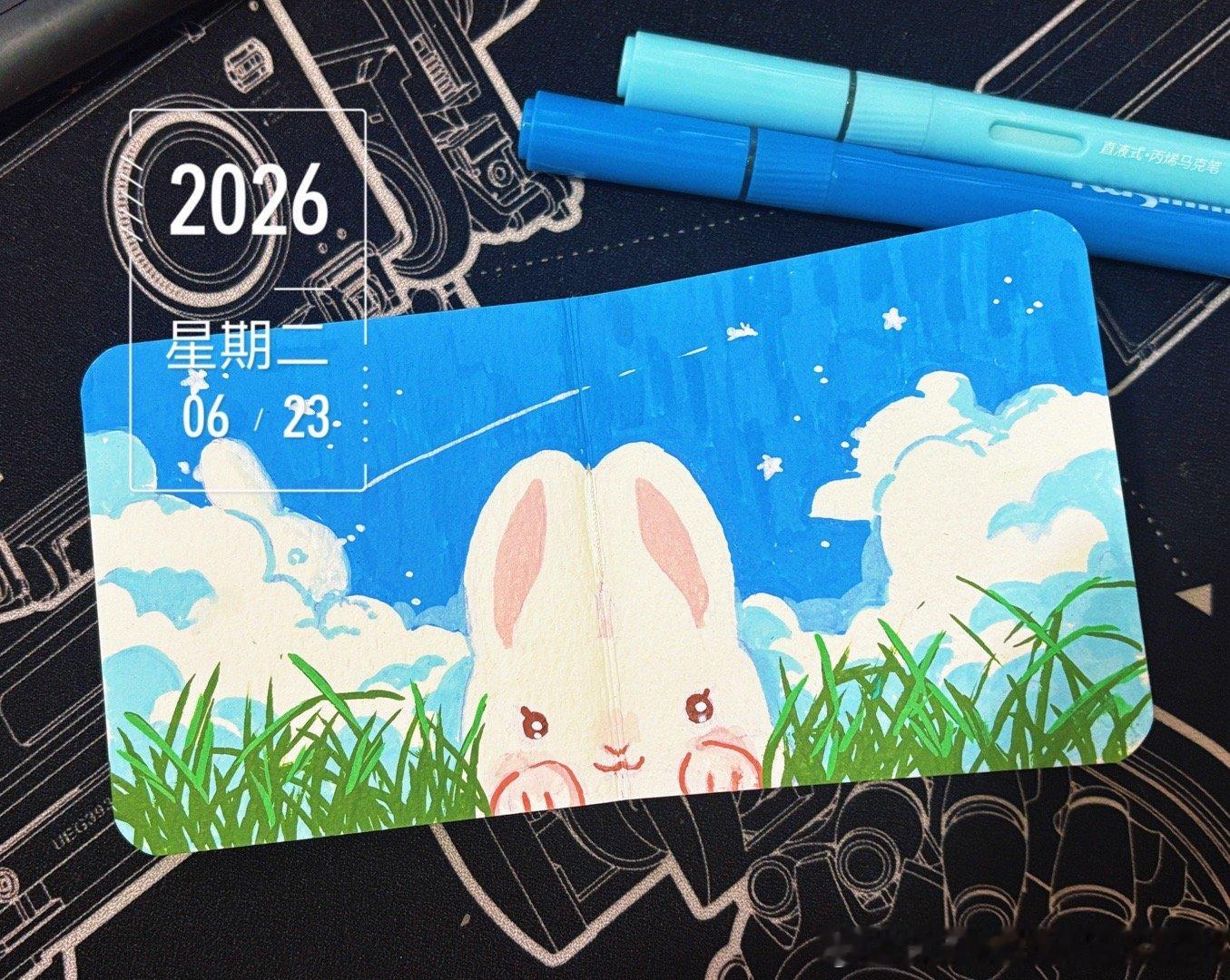 朋友送了我一套丙烯马克笔这下不得不画起来了第一次画有拘谨，希望画完这个本子我能有