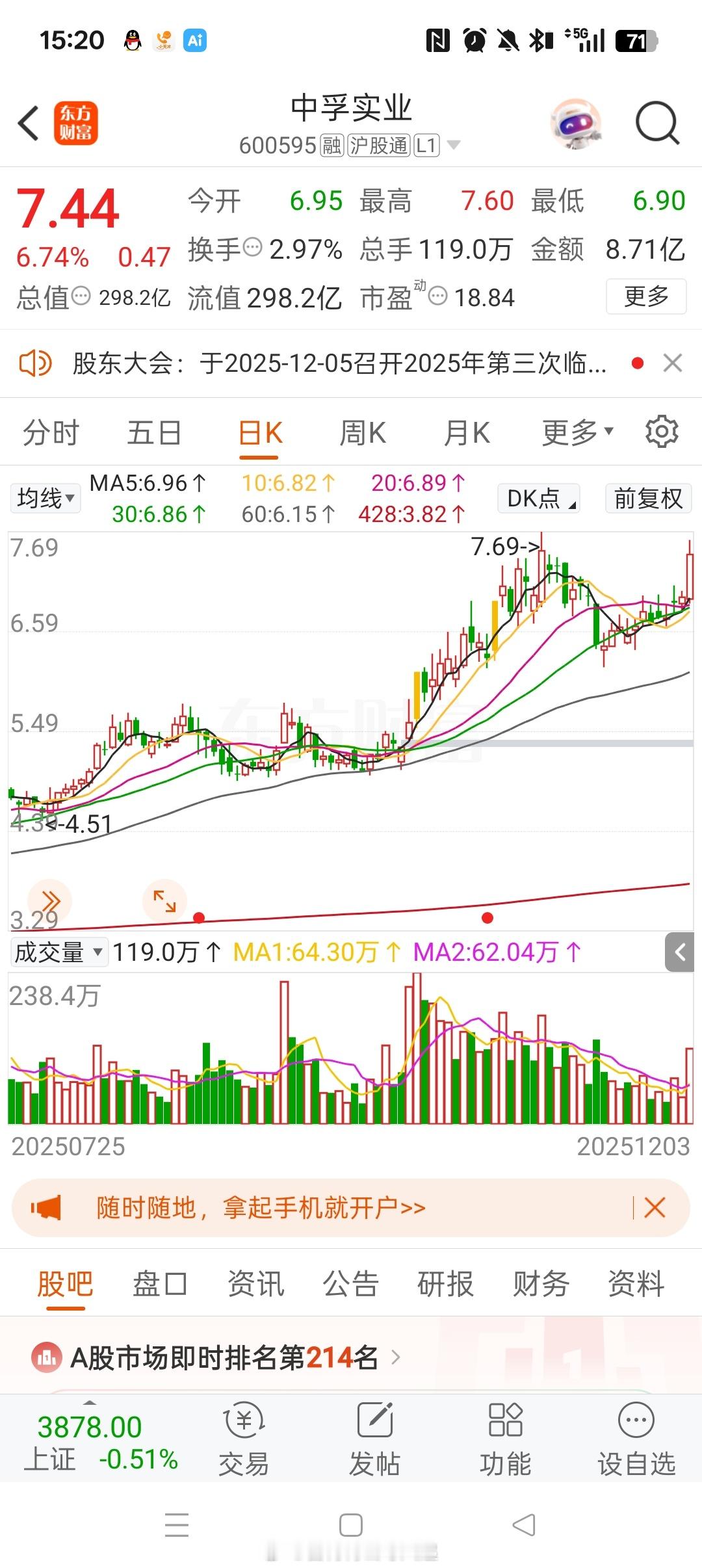 20251130 补一篇11月投资月报，11月上旬空仓避险，从主仓抽走一笔资金归