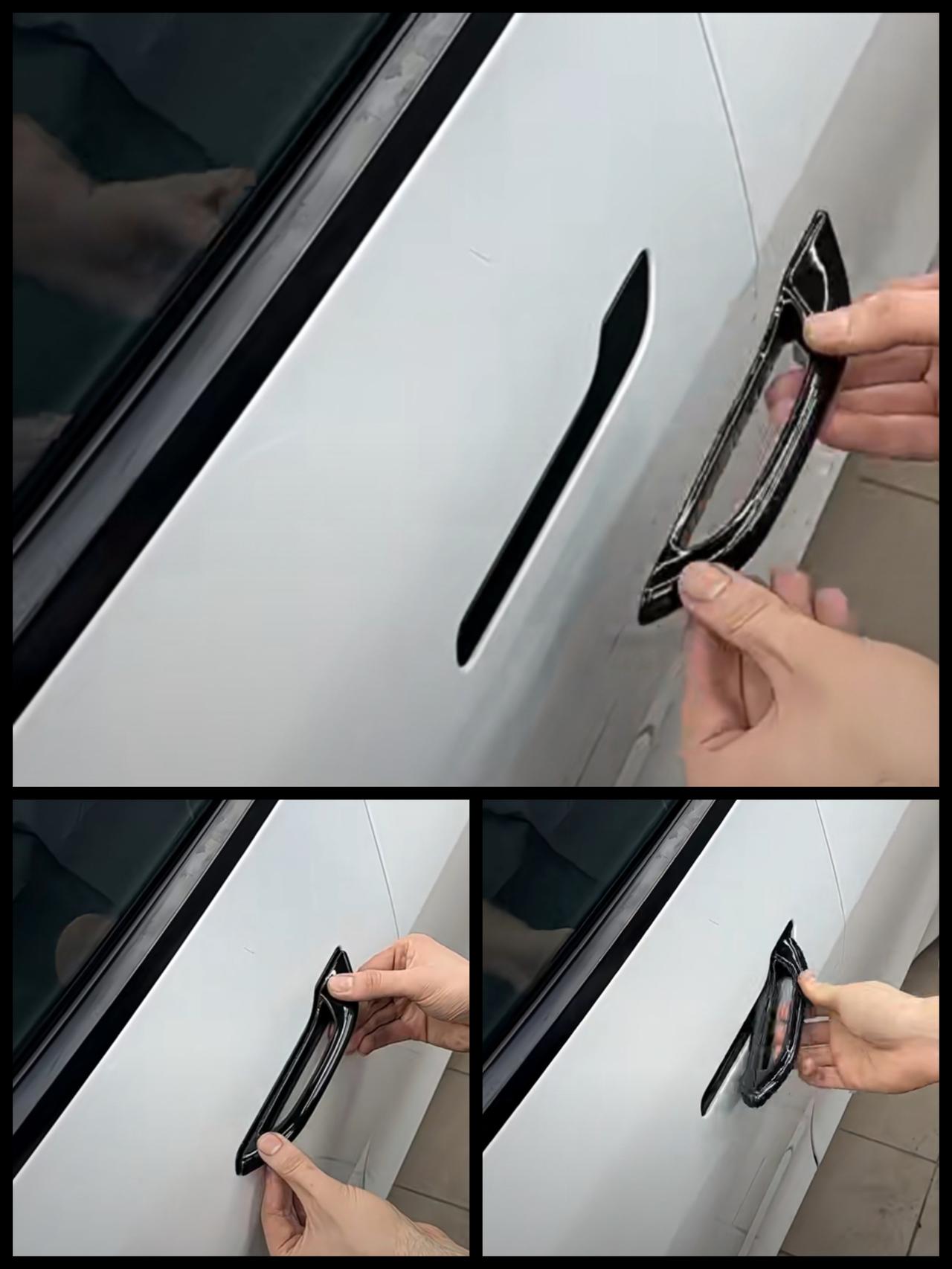 一男子觉得隐藏式门把手不好用，于是加装了一个辅助把手，本用于超跑的门把手，那可是