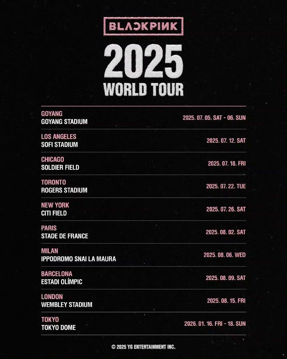 BLACKPINK[超话]   BLACKPINK 2025 世界巡演首批场次 