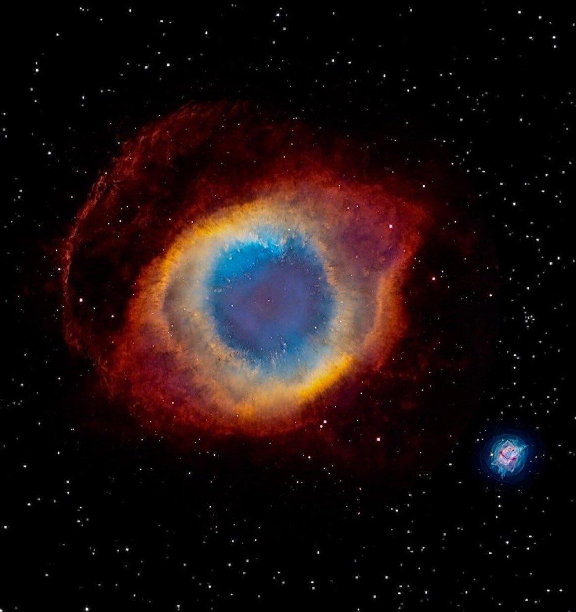 螺旋星云和珠宝虫星云的大小比较。 ​​​