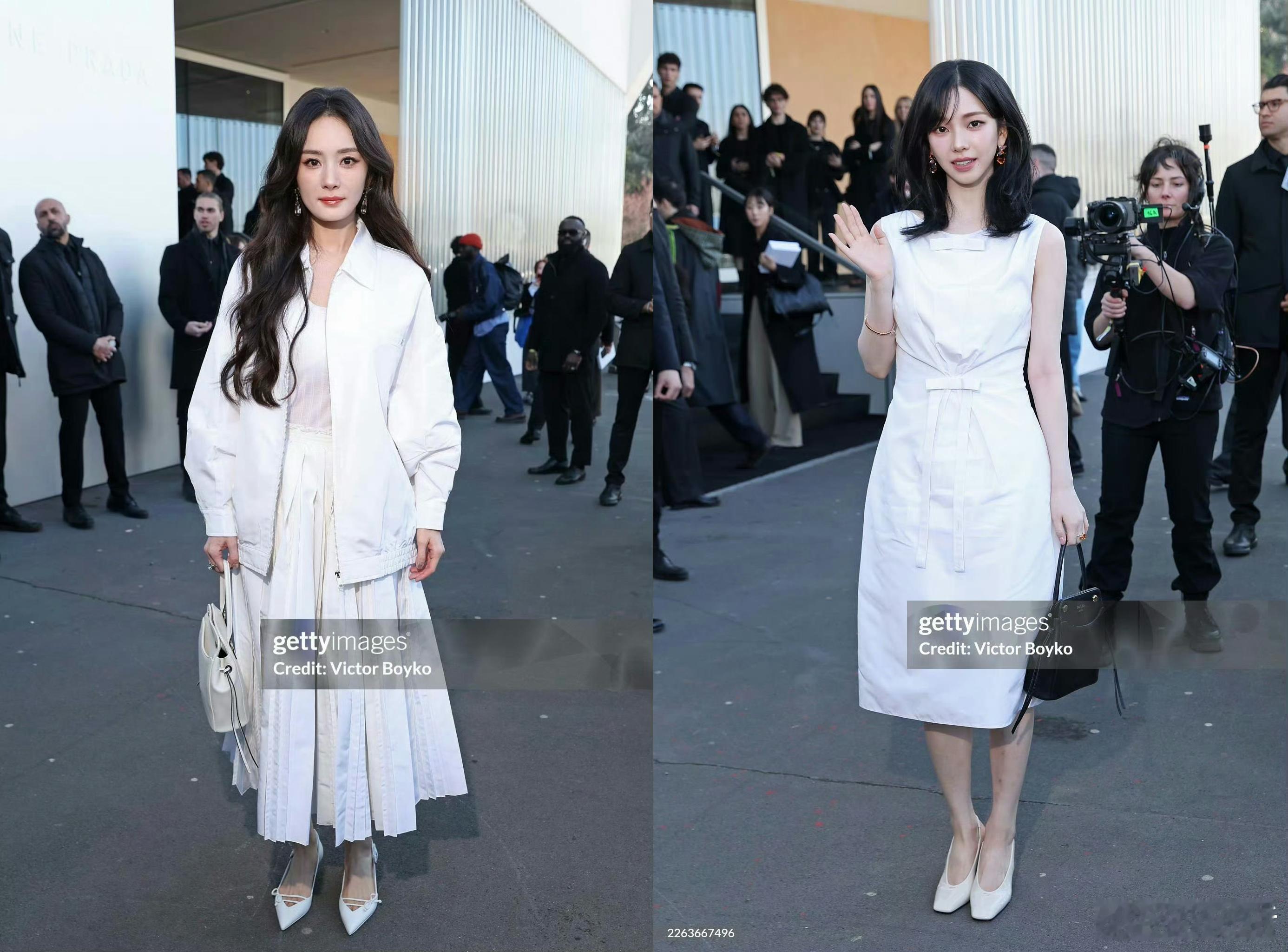 Prada认领杨幂柳智敏白裙看秀杨幂 柳智敏差点第四次撞衫……今天又不约而同选择