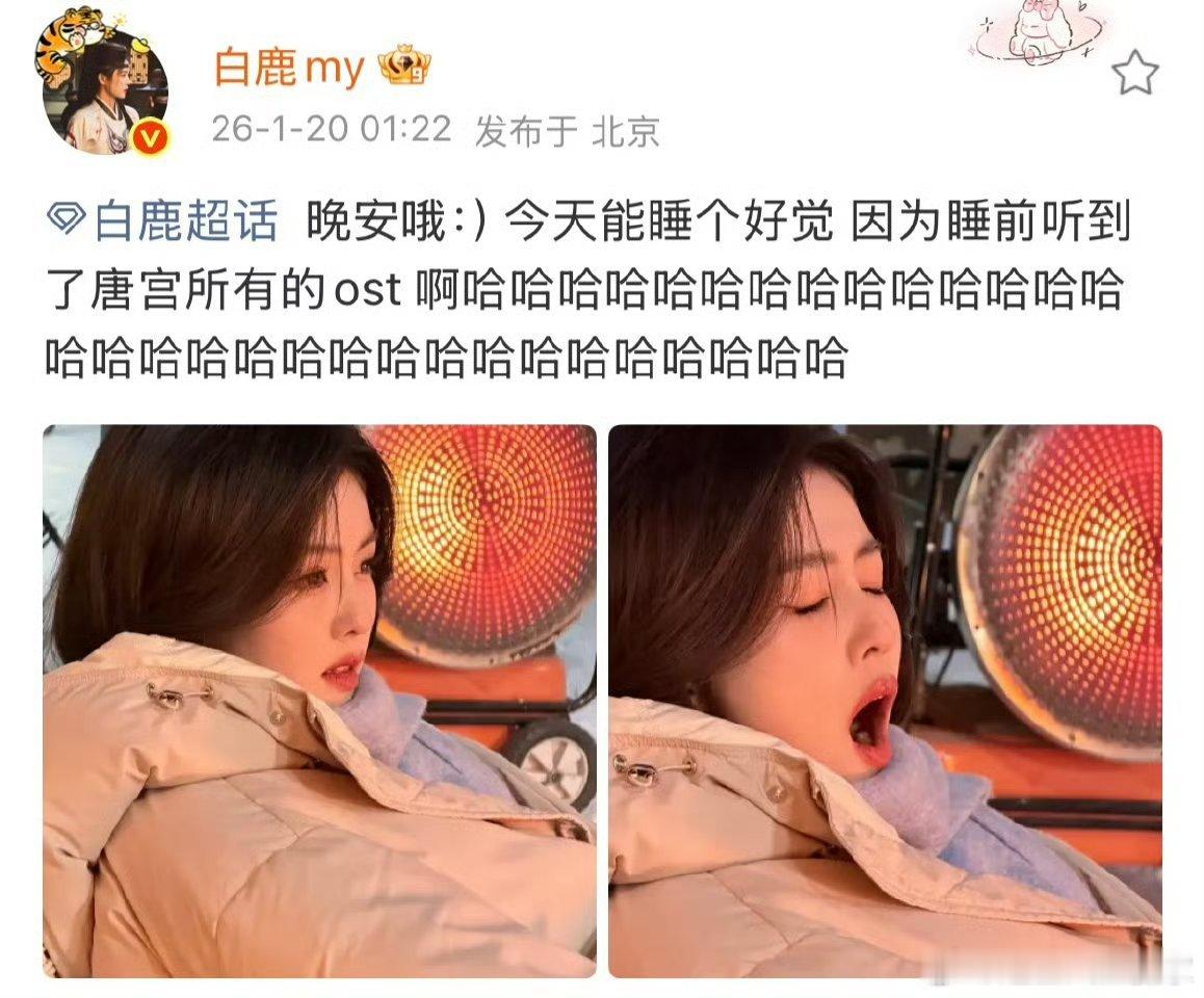 白鹿睡前听到了唐宫所有的OST ！期待和李佩仪见面，也期待这个叫白鹿的歌手唱的O