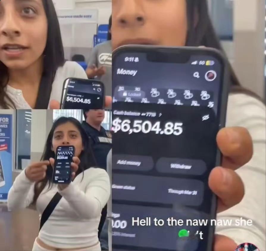 美国沃尔玛，俩人吵架，一方骂一方穷 逼，另一方晒出自己的手机银行账户，上面有 6