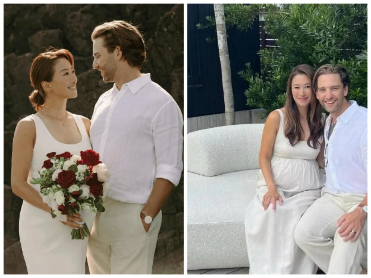 谢贤之女、谢霆锋妹妹，谢婷婷此前晒出海边婚照纪念结婚一周年。

马修是澳大利亚籍