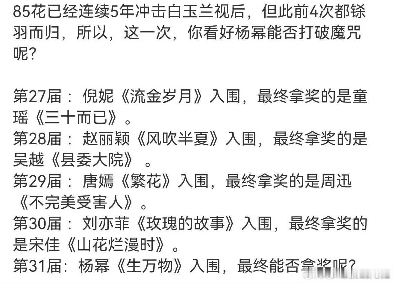 85🌸这次终于又在白玉兰集合了，们85🌸就是这样谁都不许掉队的一个组合啊 