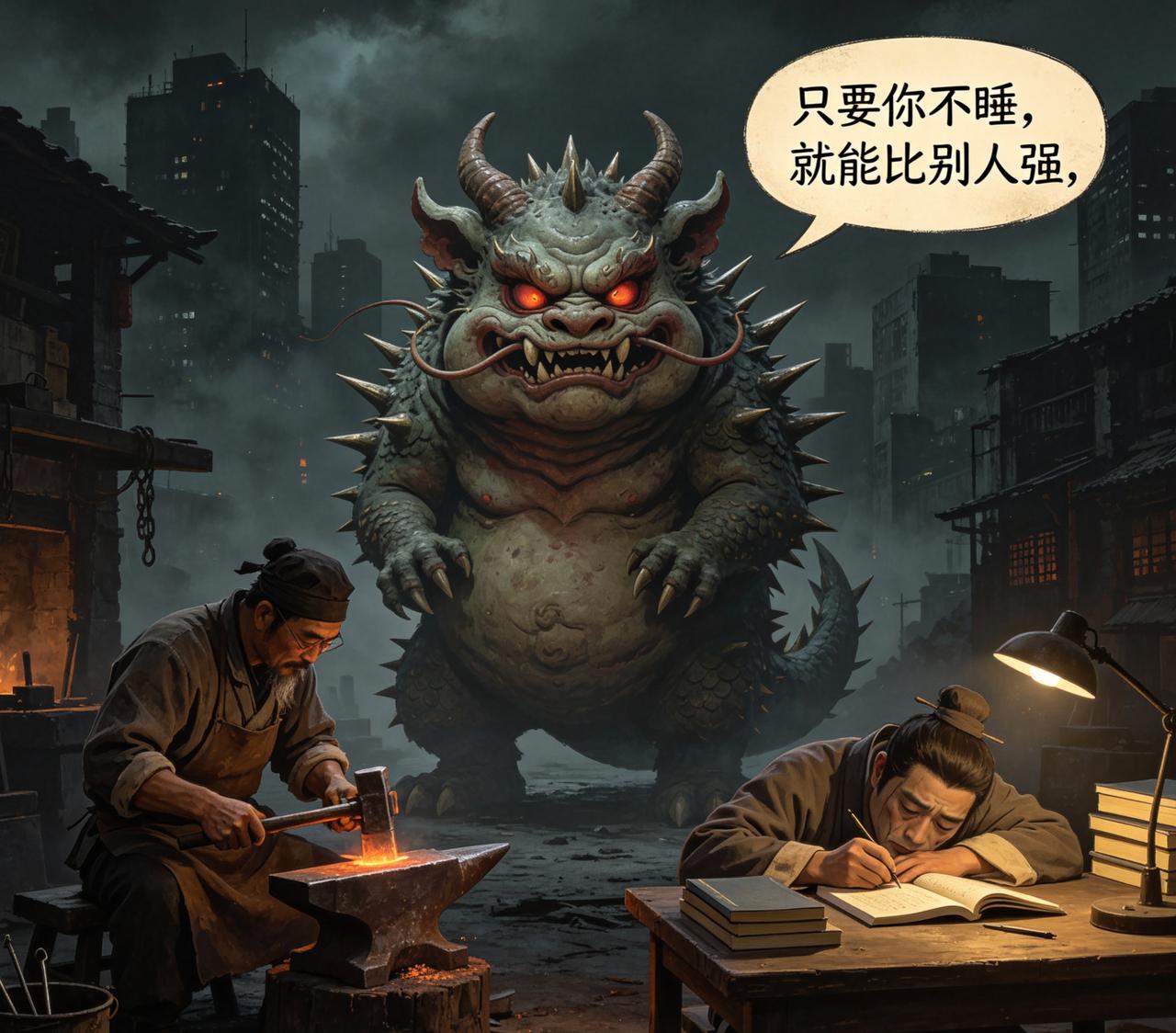 江湖怪谈•荒诞志154 内卷兽

有一兽，名曰“卷”。它不吃肉，专吃人的“休息时