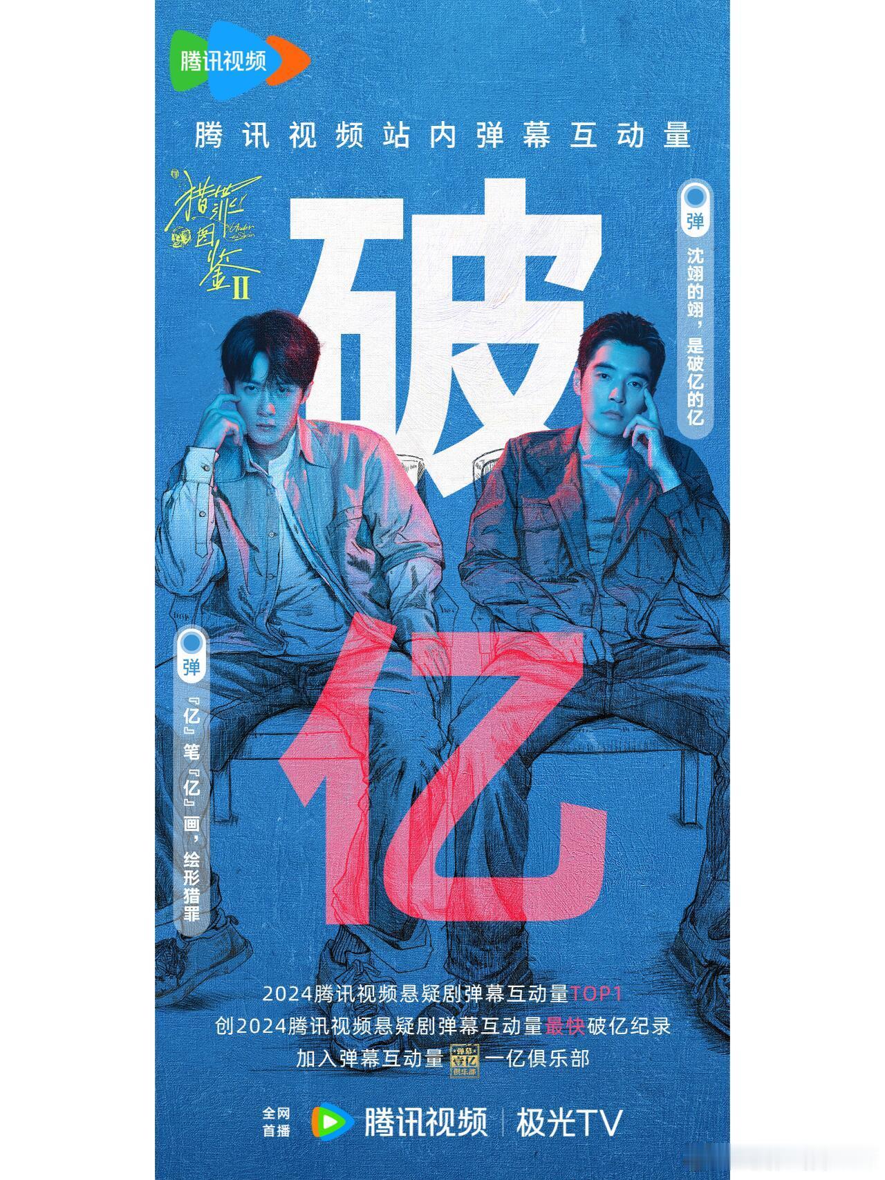 檀健次《猎罪图鉴2》腾讯弹幕互动量破亿！正式加入弹幕互动量一亿俱乐部！创2024