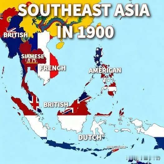 1900年，东南亚各国分别被英国、法国、美国、荷兰殖民统治，唯一保持独立的是泰国