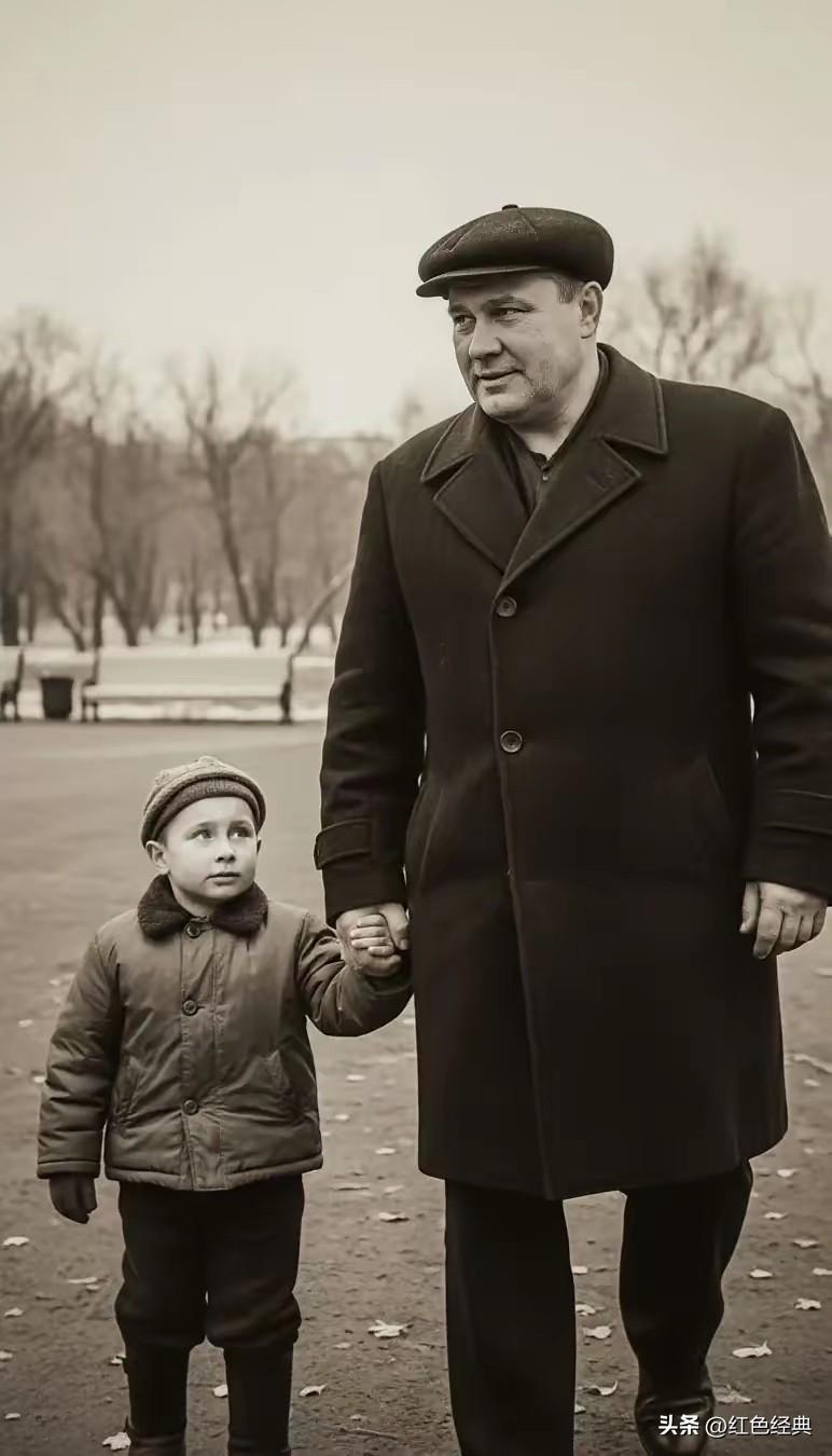 身躯强悍的父亲那时会想到吗？他的手牵着俄罗斯今日的主宰。
一个身躯不如父亲，但意