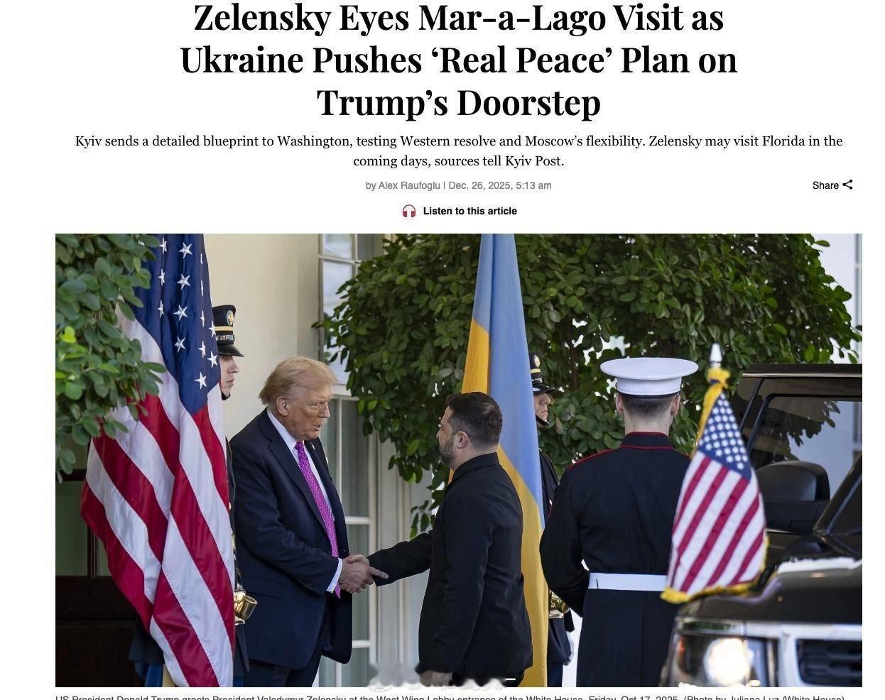 泽连斯基要再见特朗普据《基辅邮报》报道，泽连斯基可能在未来几天前往佛罗里达州，在