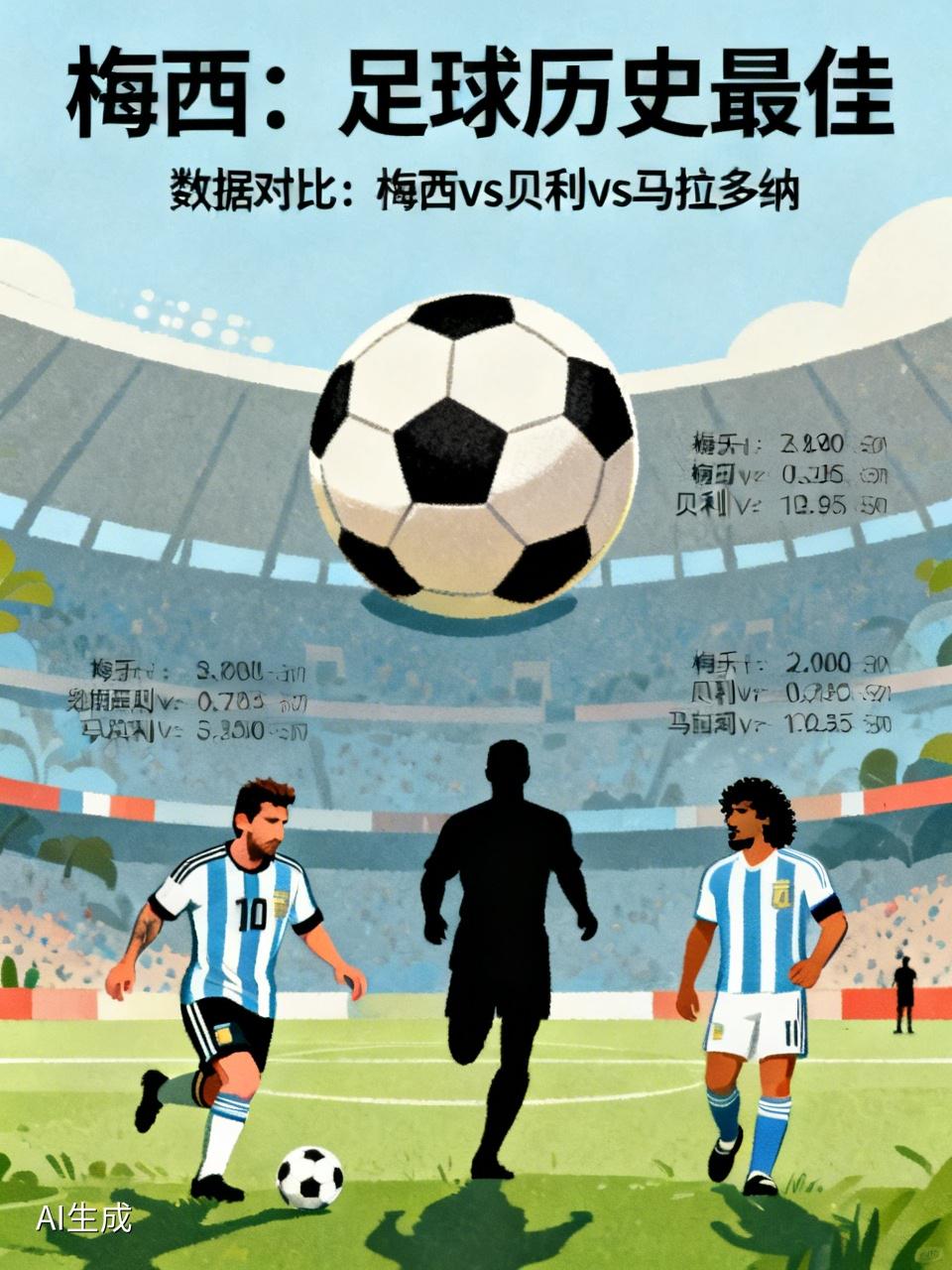 毋庸置疑梅西就是是足球GOAT
梅西连续参加六届世界杯，马拉多纳、贝利没有做到。
