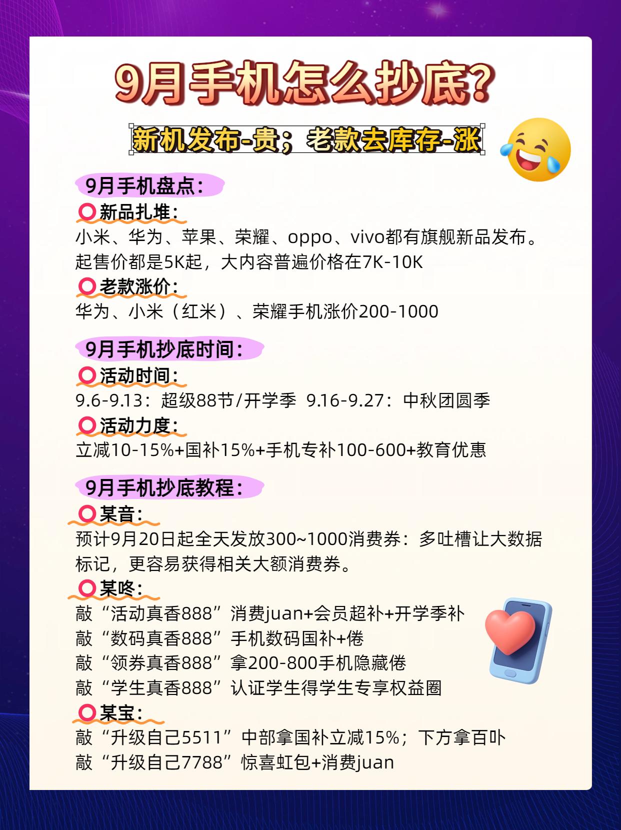 9月想买手机真是难！虽然有很多旗舰新机发布，但是都很贵。老款也在涨价。9月手机到