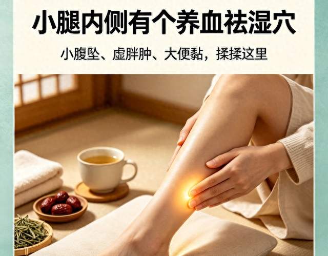 地机穴：脾经养血祛湿穴痛经小腹坠、食欲差、虚胖水肿、大便黏腻