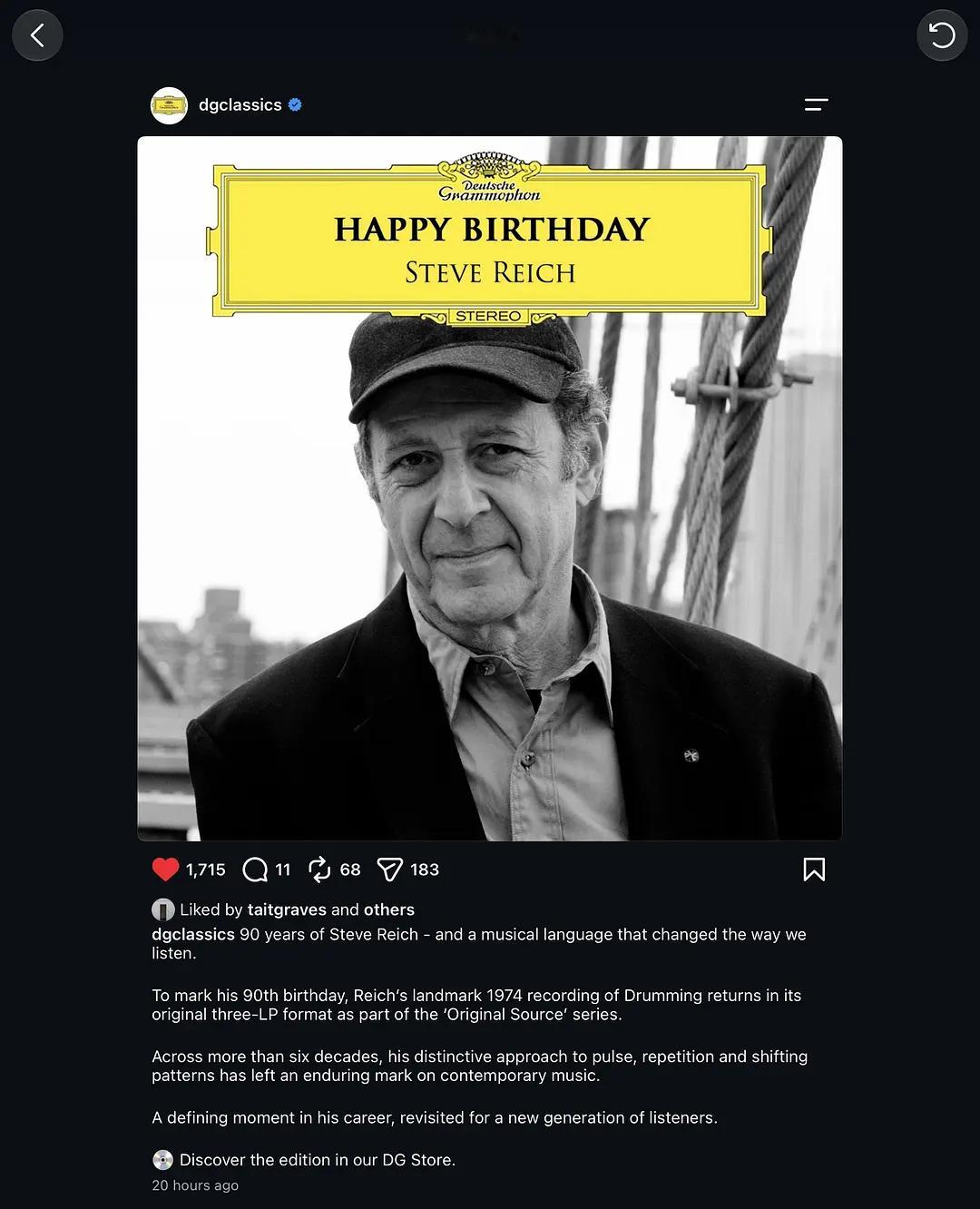Steve Reich 九十大寿🎂 今天听一遍《City Life》 ​​​