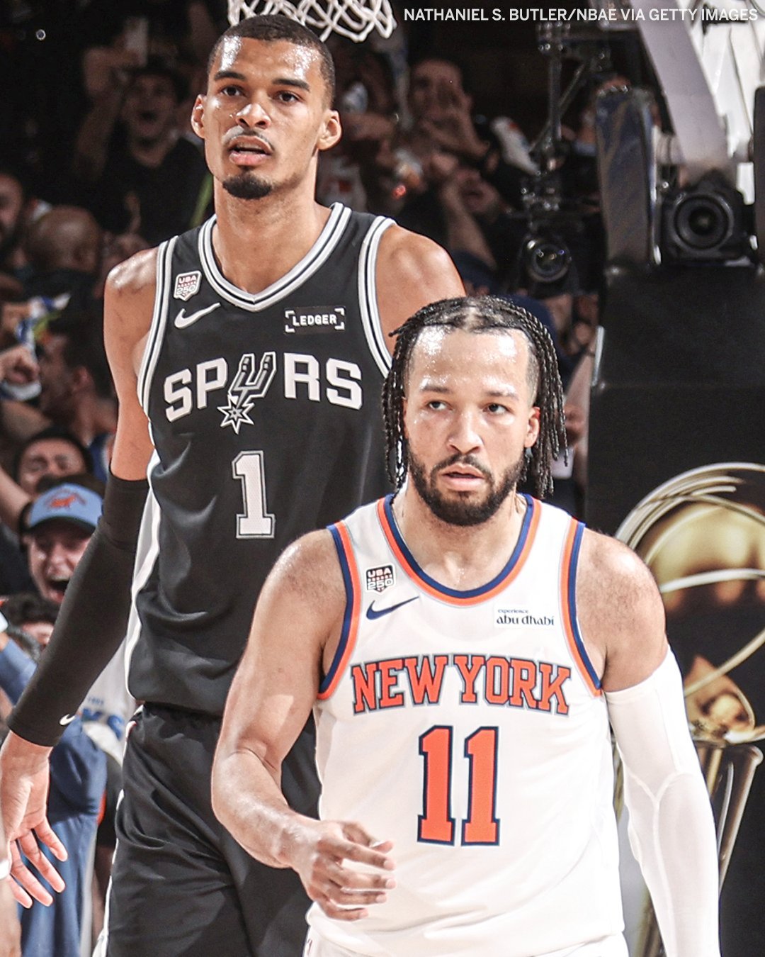 总决赛上尼克斯球员和文班亚马对位合计41中9今天是11中2nba