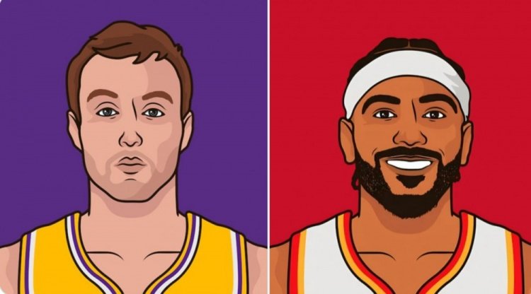 对比肯纳德在湖人和文森特在老鹰表现：肯纳德场均10.1分2.5篮板2助攻，三项命