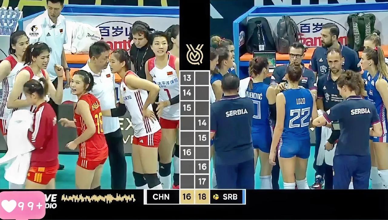 第一局中国女排23-25不敌塞尔维亚，塞尔维亚还让了个博斯科维奇[捂脸]
中国队
