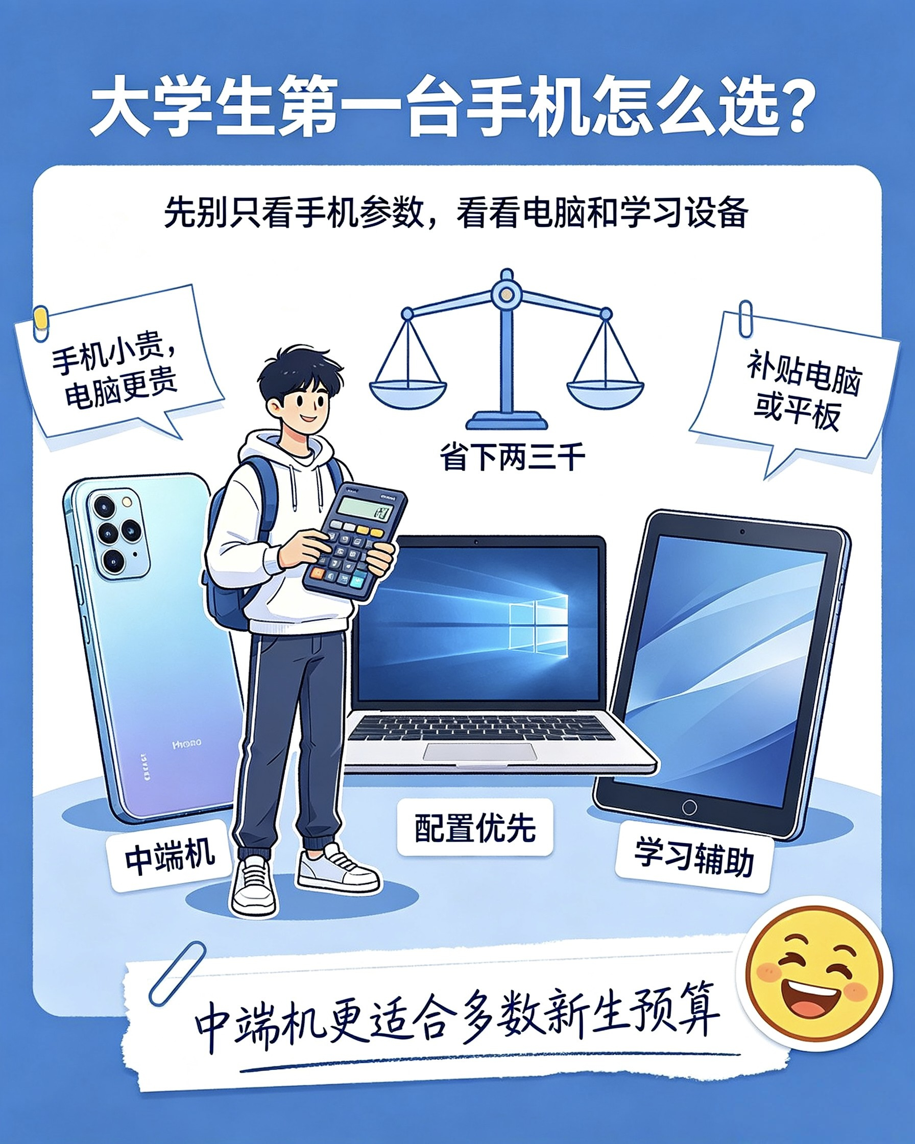 大学生第一台手机买旗舰还是中端原则上是丰俭由人但是今年的大学生特别注意，今年不只
