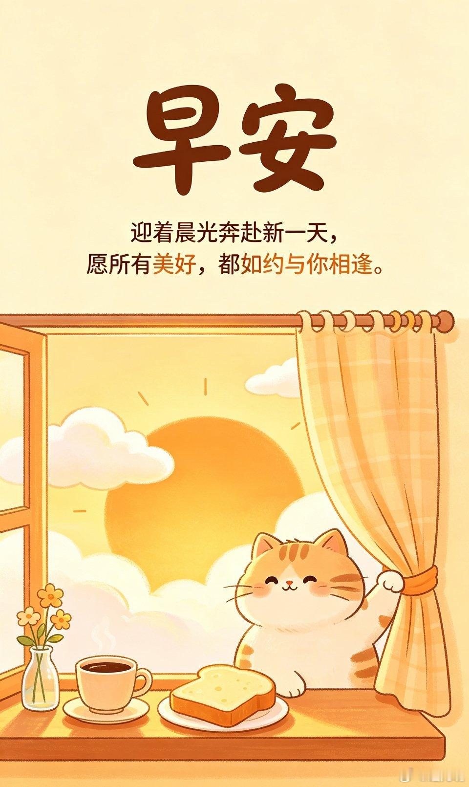 早安，迎着晨光奔赴新一天，愿所有美好，都如约与你相逢。 ​​​